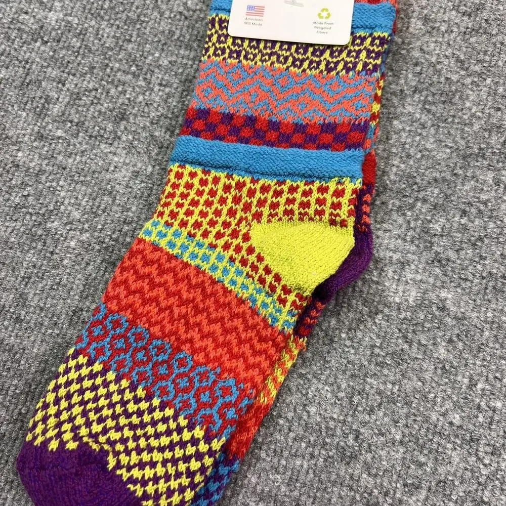 Solmate Crew Socks Womens M Multicolor Cosmos Fair Isle Recycled Cotton USA